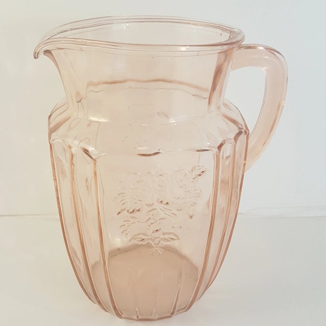 Glass Anchor Hocking Pink Mayfair Pitcher For Sale - Image 7 of 7