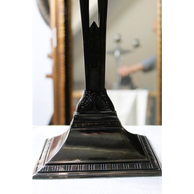 Metal Antique Kayserzinn Three-Light Candlestick, 1890s For Sale - Image 7 of 15