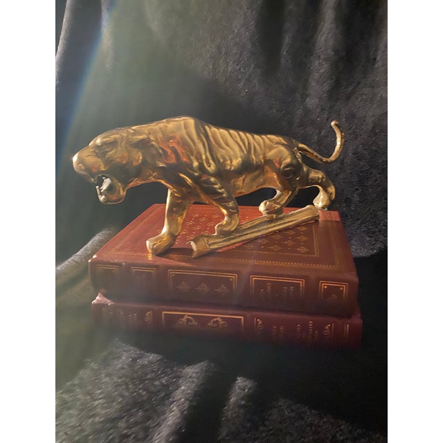 Mid-Century Modern Mid-Century Brass Roaring Tiger Sculpture - Hollywood Regency For Sale - Image 3 of 11