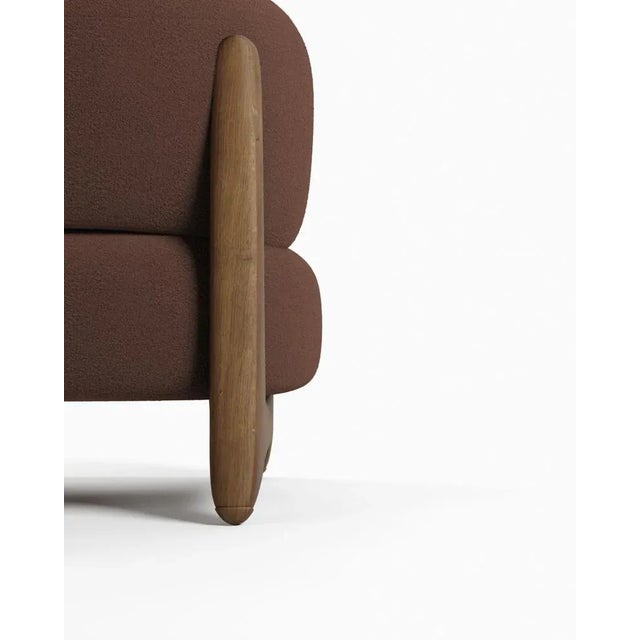 Modern Tobo Armchair in Fabric Boucle Dark Brown and Smoked Oak Wood by Collector Studio For Sale - Image 4 of 5