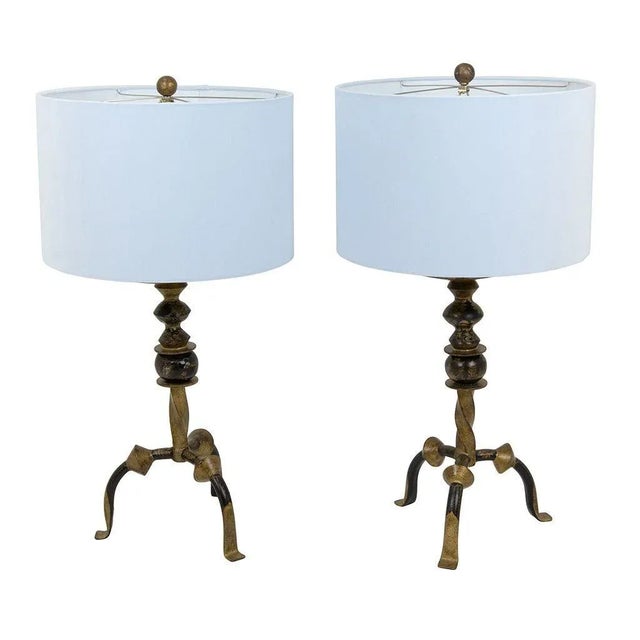 These oversized Japanned table lamps are quite an unusual shape and size. Recently restored to their original state, they...
