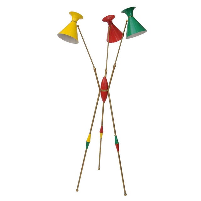 Original Stilnovo Italian Brass Floor Lamp For Sale