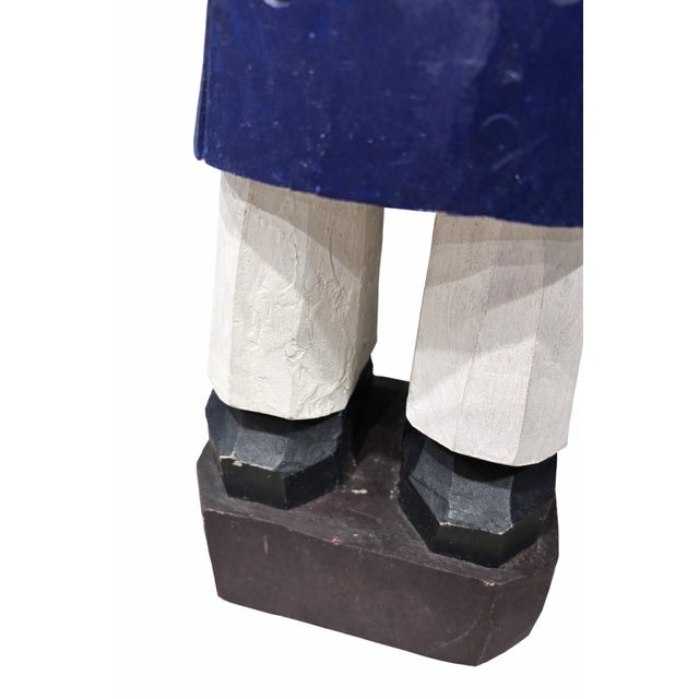 1970s Tall 1970's Vintage Coastal Nautical Folk Art Hand-Carved Wooden Sea Captain Sculpture – 17.5” For Sale - Image 5 of 7