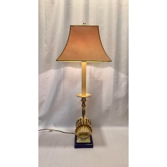 Mid-Century Modern 1970s Solid Brass Shell Candlestick Lamp by Sarreid, Ltd. And Turtle and Crane - Styled After Tony Duquette For Sale - Image 3 of 13