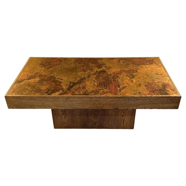 Brutalist Coffee Table with Etched Copper Top attributed to Bernhard Rohne, 1960s For Sale - Image 11 of 12