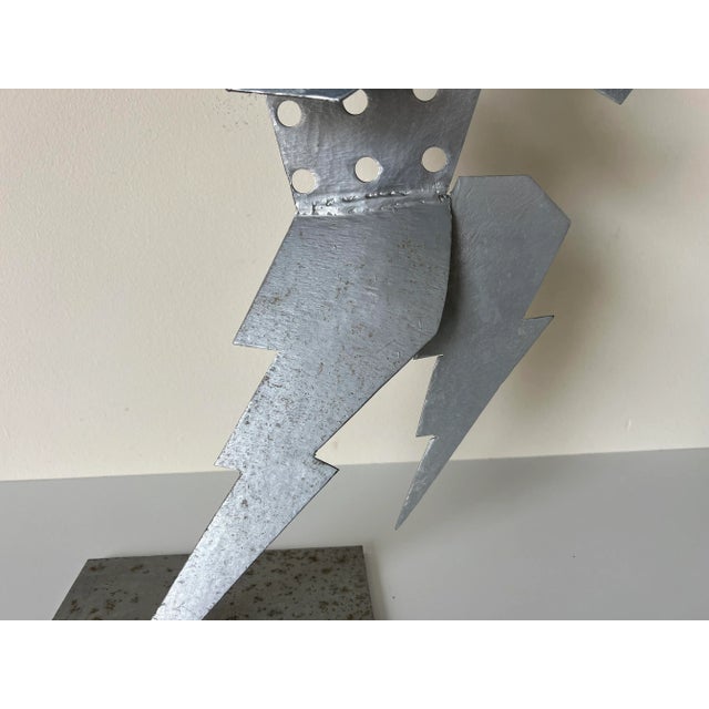 Vintage Metal Football Player Art Sculpture For Sale - Image 9 of 13