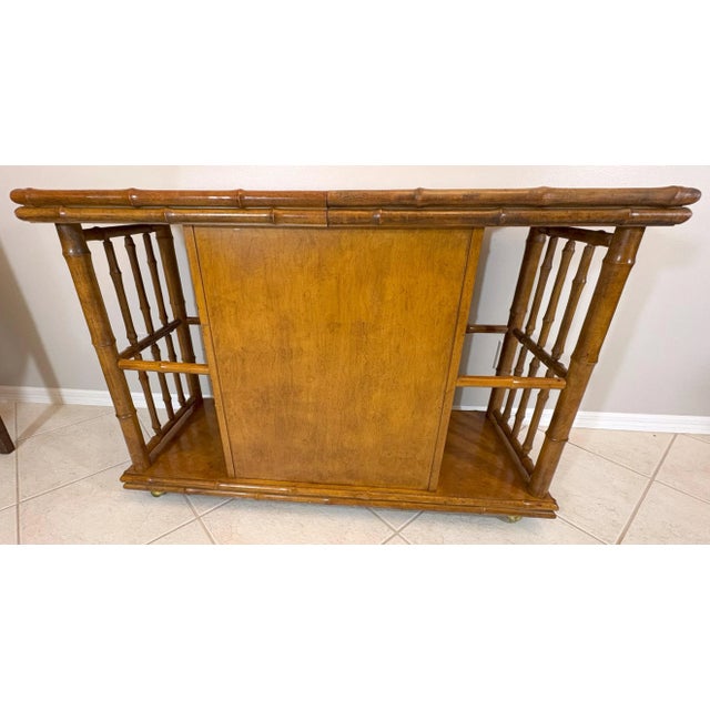 Vintage American of Martinsville Palm Beach Chic Bamboo Bar Cabinet on Casters For Sale - Image 10 of 18