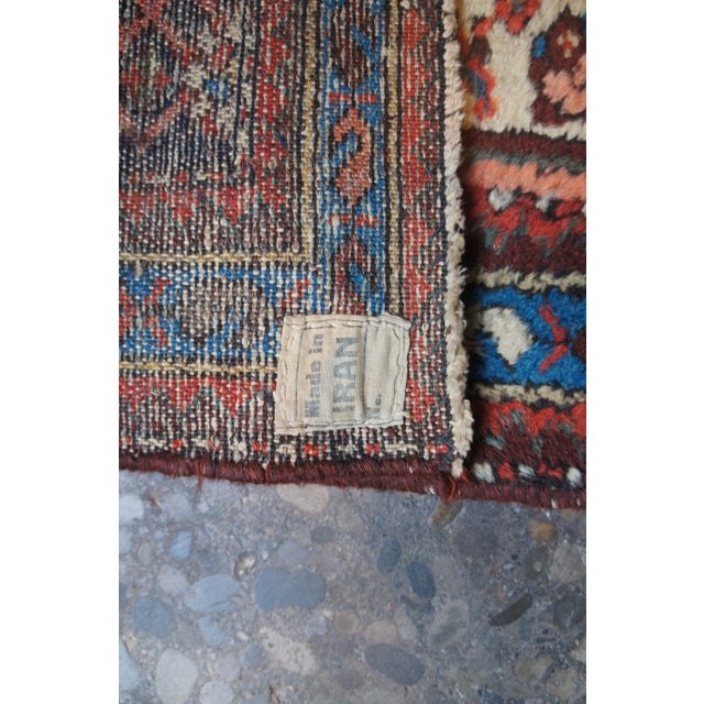 Vintage Mid Century Hand Knotted Senneh Wool Area Rug For Sale - Image 9 of 10