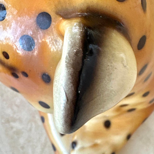 Vintage Italian Handmade Ceramic Baby Leopard Sculpture, 1970s For Sale - Image 9 of 15