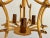 Chic Italian tole bamboo pagoda chandelier in its original matte mustard yellow finish with lifelike bent arms, brown...