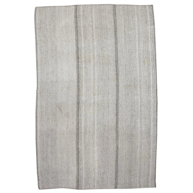 Vintage Turkish Gray Kilim Rug- 8′8″ × 12′7″ For Sale