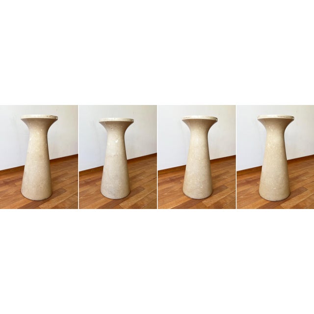 Angelo Mangiarotti Postmodern Angelo Mangiarotti Cream Off White Marble Dining Table, Pedestal Base For Sale - Image 4 of 14