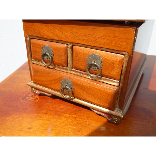 Wood Vintage Late 19th Century Jewelry Box W Fold Up Mirror ~ French Country For Sale - Image 7 of 13