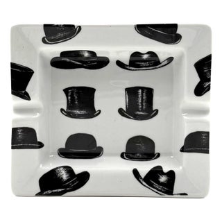 Hats Serigraphy Ceramic Ashtray, France, 1970s For Sale