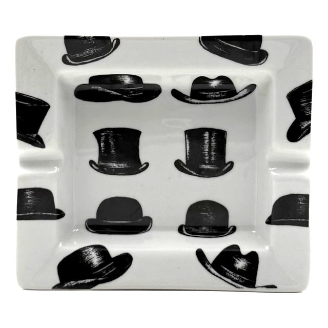 Hats Serigraphy Ceramic Ashtray, France, 1970s For Sale