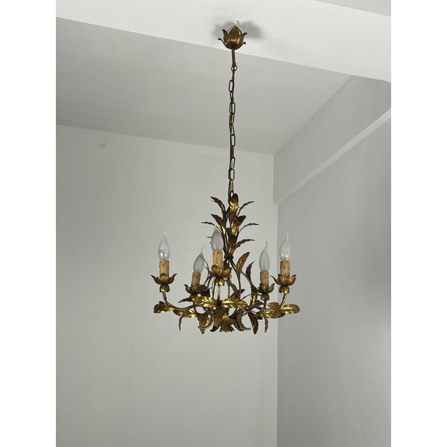 1950s Italian Five-Light Wrought Iron Chandelier, 1950s For Sale - Image 5 of 12