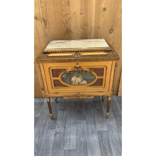 Gold Antique Italian Rococo Style Gilt and Onyx Storage Dry Bar Storage Cabinet For Sale - Image 8 of 11