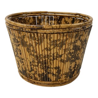 Vintage Pencil Reed Planter Basket For Sale