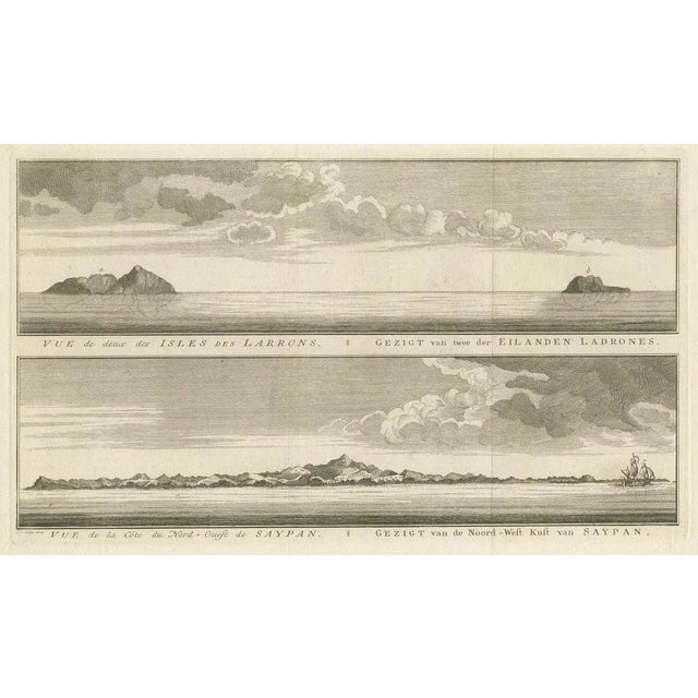 Jakob van der Schley, View of the N. W. Side of Saypan and One of the Ladrones Islands, 1757, Print For Sale - Image 3 of 5