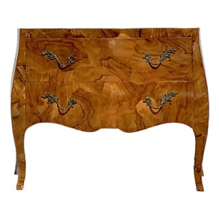 Vintage Italian Olive Burl Wood Bombe Chest For Sale