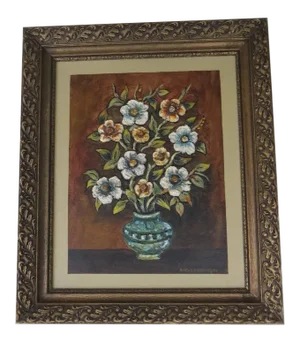 Mid 20th Century Floral Still Life Impasto Painting, Framed