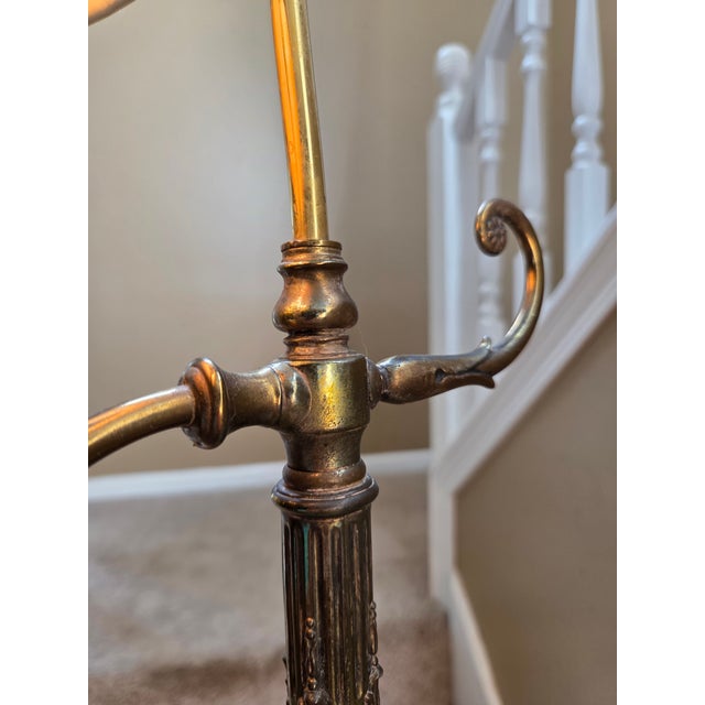 Mid 20th Century Vintage Brass Single Arm Deco Floor Lamp For Sale - Image 5 of 16