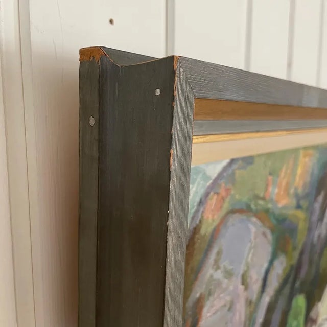 1957 Mid-Century Swedish Modernist Oil Painting "Sommarkväll Vid Kleivi" by Fritz Smedberg For Sale - Image 15 of 18