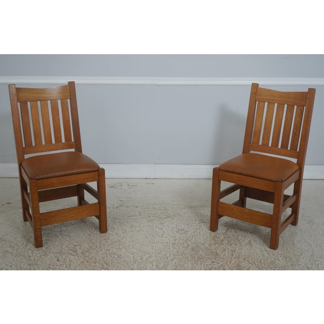 Set of 6 Stickley Mission Oak Arts & Crafts Dining Chairs For Sale - Image 12 of 18