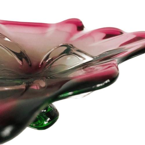 Vintage Bohemian Glass Pink and Green Glass Bowl by Josef Hospodka for Chřibská, 1960s For Sale - Image 4 of 6