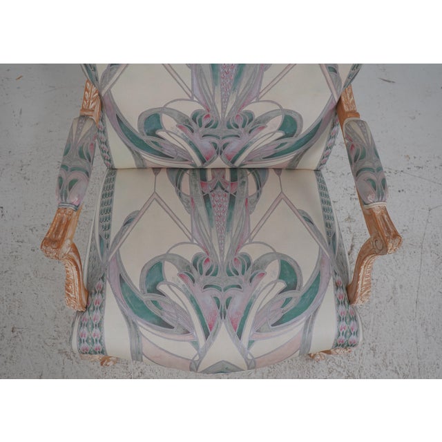 Pair Vintage French Louis XV Carved Open Arm Library Chairs For Sale - Image 9 of 18