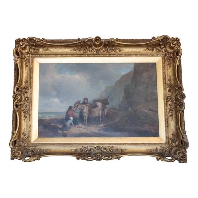 Joseph Paul Pettitt & George Young, The Mussel Gatherers on the South Cost, 1800s, Oil on Canvas, Framed For Sale
