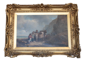 Joseph Paul Pettitt & George Young, The Mussel Gatherers on the South Cost, 1800s, Oil on Canvas, Framed