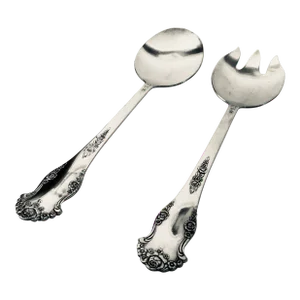 1990's King Edward Silverplate Floral Design Serving Utensils- Set of 2