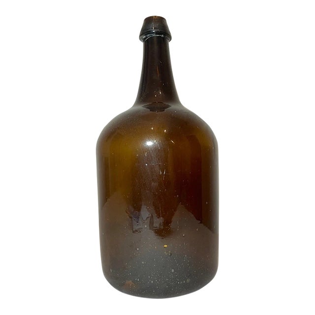 Large Rare Antique 1800's Hand Blown Green Glass Demijohn Carboy Wine Bottle Jar For Sale