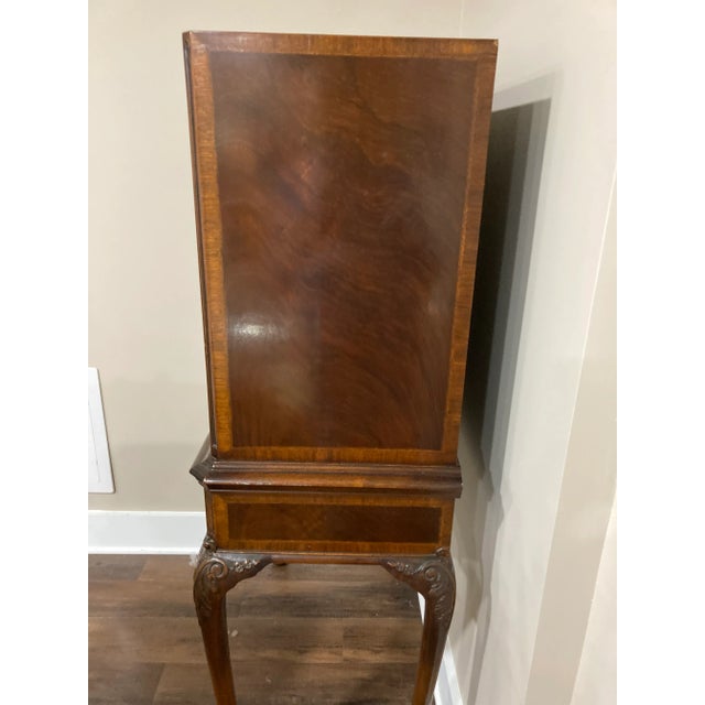 English English 19th Century Burl Walnut and Satinwood High Chest With Hand Painted Door Panels For Sale - Image 3 of 9