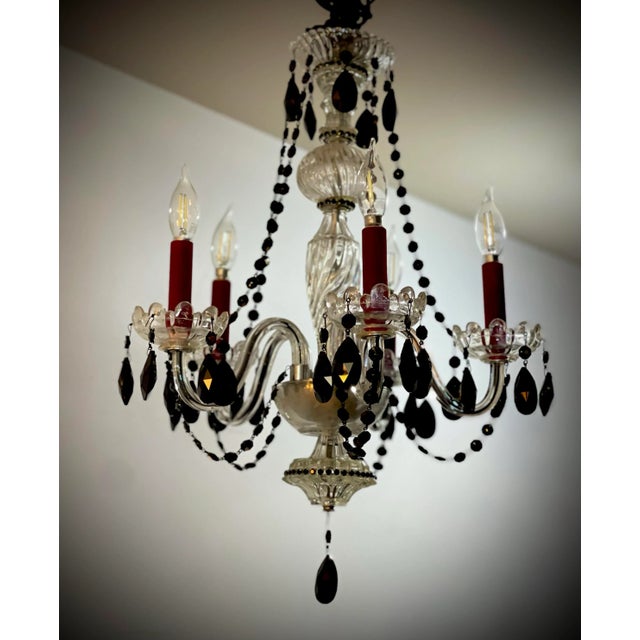 Karen Curtis’ Red & Black Strass Swarovski Crystal Chandelier, Antique Frame For Sale In New York - Image 6 of 12