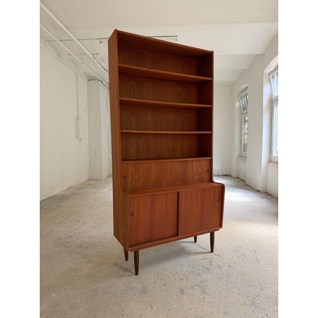 Teak Bookcase with Sliding Doors, Denmark For Sale - Image 11 of 11