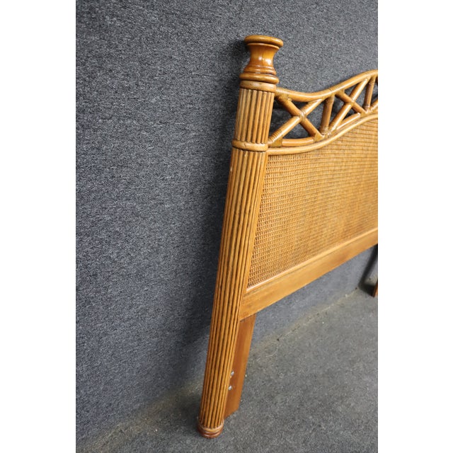 Brown Mid-Century Style Bamboo & Rattan Queen Headboard For Sale - Image 8 of 9