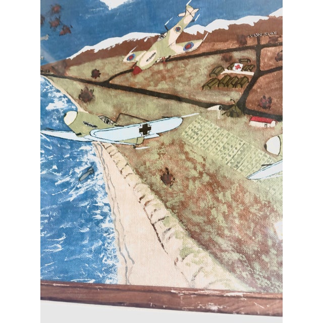 American 1980s WWII Narrative Battle Scene Folk Art Painting, Signed Gilbert W. Schuett For Sale - Image 3 of 11