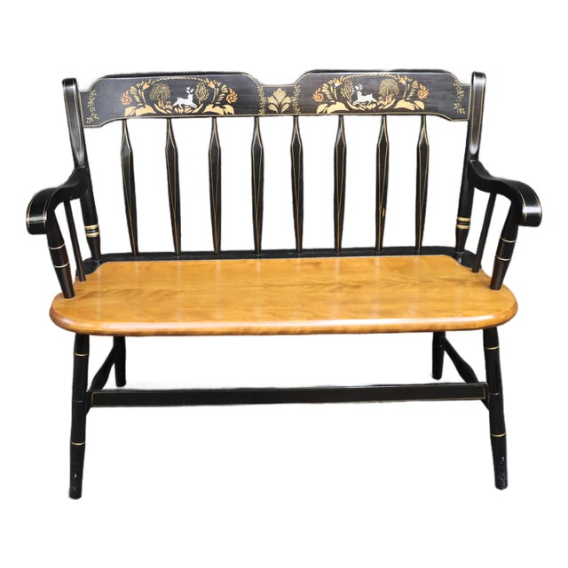 Drexel Attributed Painted Windsor Settee, Circa 1970s For Sale