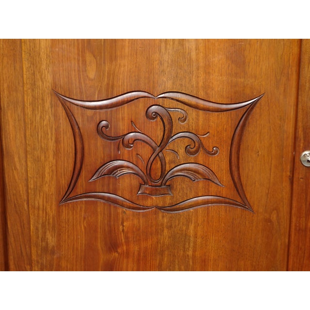 Large Mid-Century Modernn Walnut and Black Marble Cupboard For Sale - Image 4 of 18