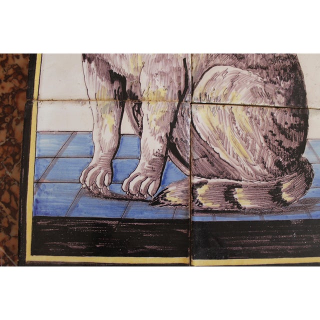 Ceramic Antique Delft Tile Cat: A Six Tile Panel For Sale - Image 7 of 12