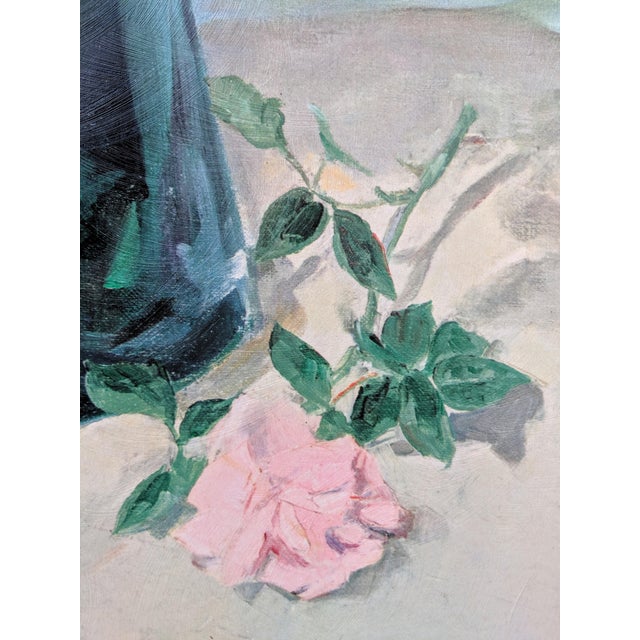 Pink Vintage Still Life Botanical Floral Bouquet Framed Art Signed For Sale - Image 8 of 9