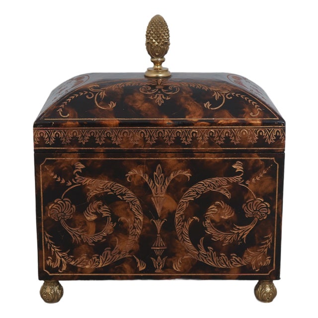 Etched Carved Decorated Lidded Box by Maitland Smith For Sale