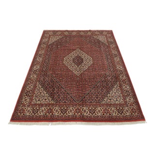Fine Bidjar Rug 8’2” X 9’7” Red Wool Vintage Traditional Hand-Knotted Carpet For Sale