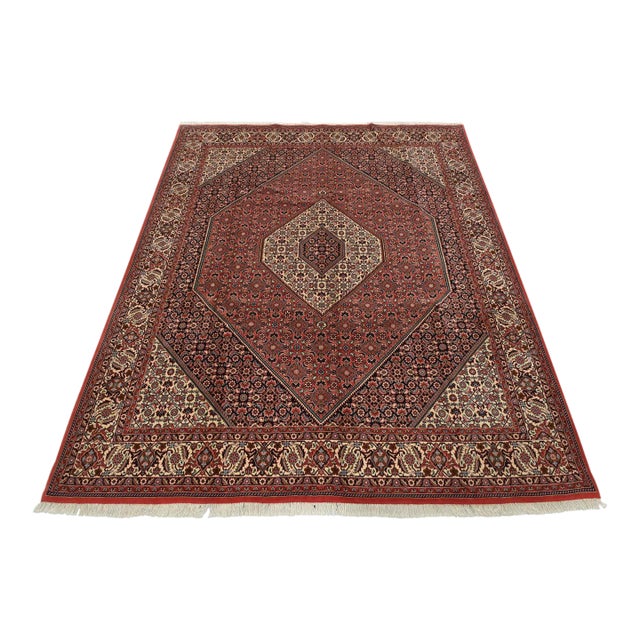 Fine Bidjar Rug 8’2” X 9’7” Red Wool Vintage Traditional Hand-Knotted Carpet For Sale