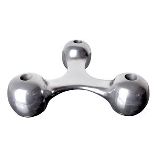 Scandinavian Boomerang Candlestick in Aluminium, Denmark, 1970s For Sale