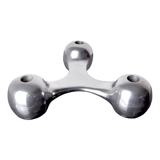 Scandinavian Boomerang Candlestick in Aluminium, Denmark, 1970s For Sale