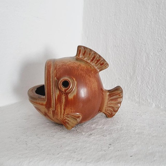 Ceramic vase/bowl in shape of a fish, designed by Gunnar Nylund for Rörstand. Sweden mid-1900s. Signed. In good condition....