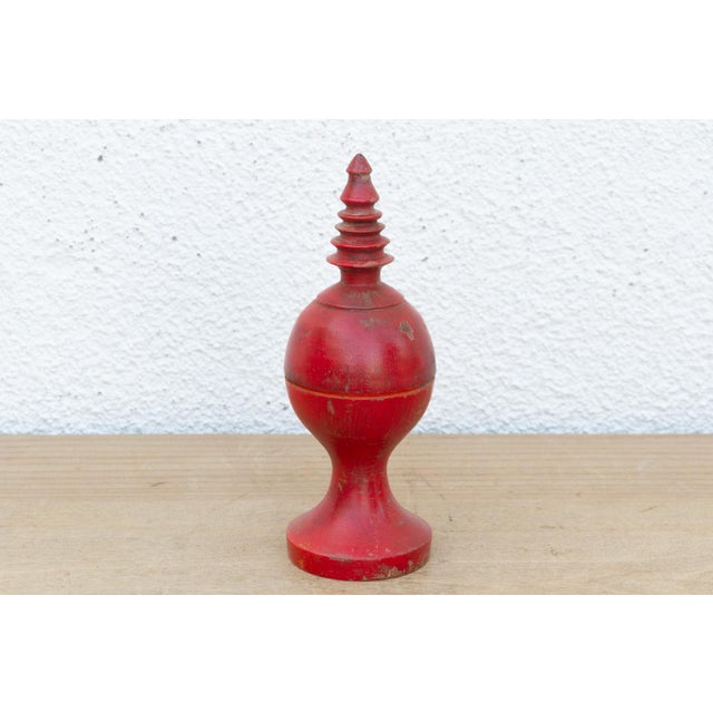 Indian Vintage Red Indian Finial Box For Sale - Image 3 of 6